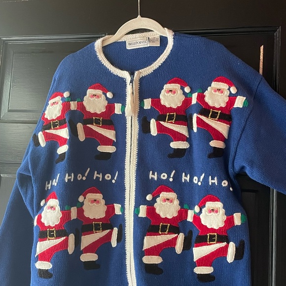 Blue Santa Cardigan Sweater NWOT  by Belpointe - Picture 1 of 4